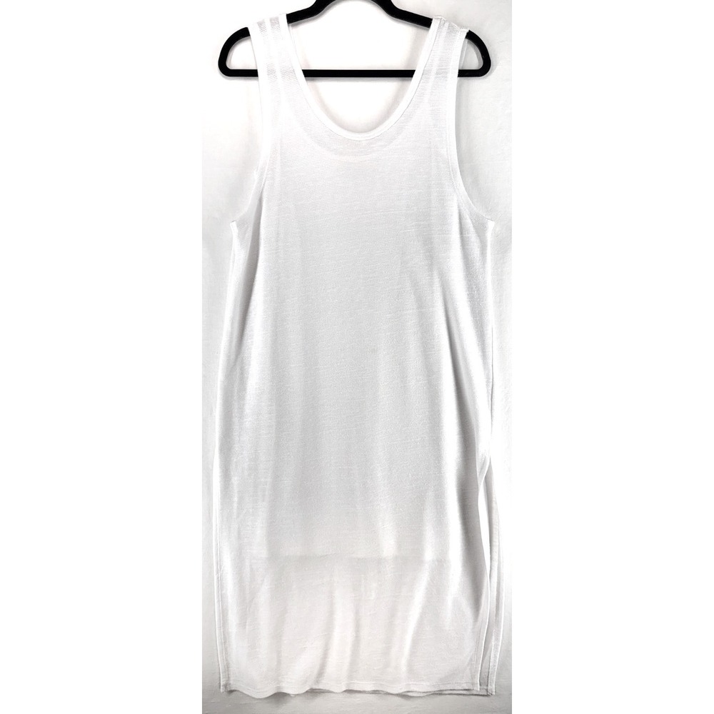 Rachel Roy White‎ Layered Sheer Knit Maxi Dress M Minimalist Coastal Yachtrock